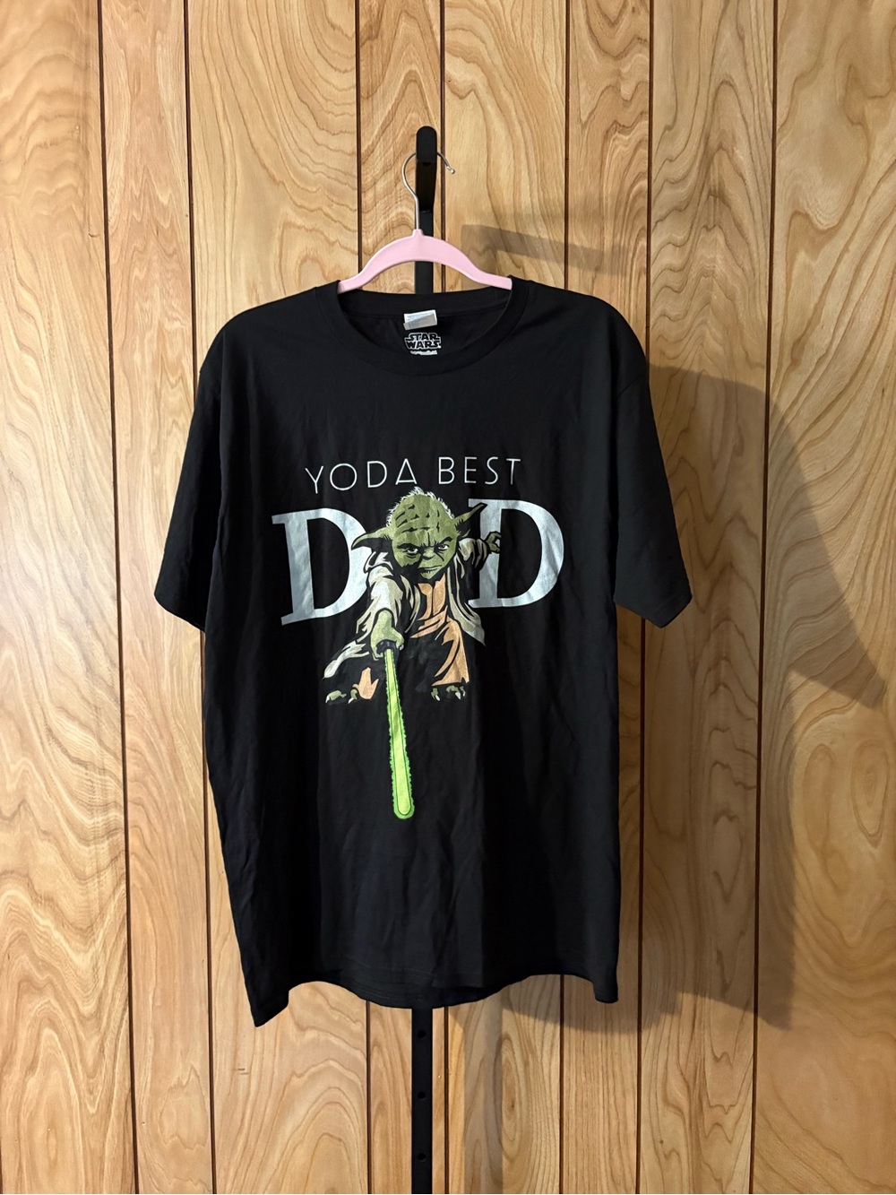 Port and Company Black 'Yoda Best Dad' Graphic Tee with Green Lightsaber